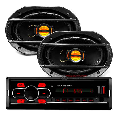 Kit Som Carro Radio Mp3 Bluetooth Usb + 2 Alto Falantes 6x9 