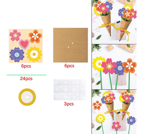Kit De Artesanía De Flores, Haga Su Propio Ramo 6 Piezas