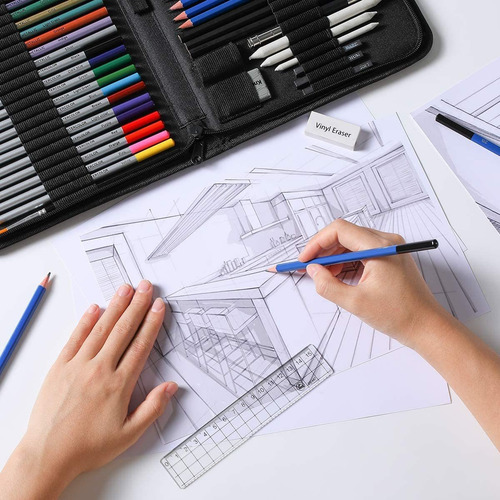 51 Piezas Dibujar Lápices Dibujo Lápices De Colores Set