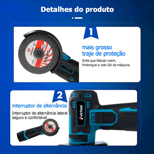 Lixadeira Portátil Esmerilhadeira Angular Com Baterias 12v