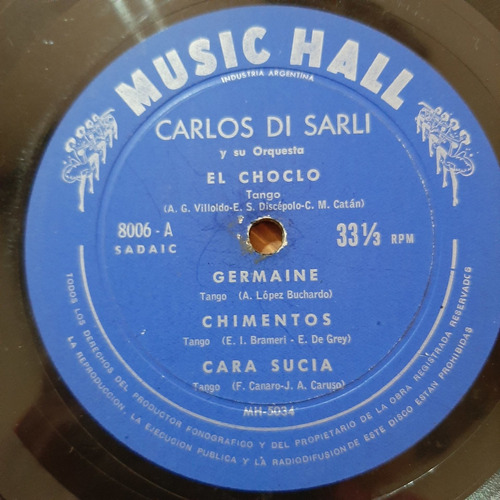 Sin Tapa Microsurco Carlos Di Sarli Y Su Orquesta  Vm0