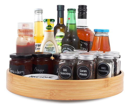 Organizador De Susan Lazy 14 Pulgadas, Bamboo Lazy Susan Par