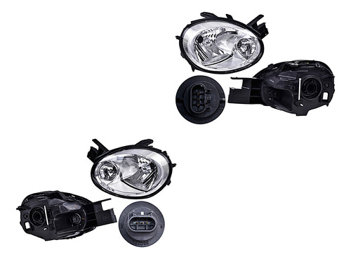 Par Juego Faros Neon 2003 2004 2005 Fondo Cromado Depo Qwe