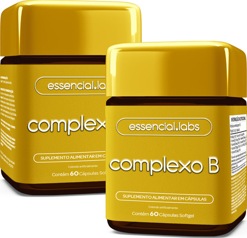 02 POTES do COMPLEXO B - Forma Ativa Pura B1 B2 B3 B5 B6 B7 B9 B12 - 120 Cápsulas Softgel