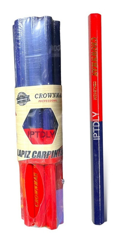 Lápiz Carpintero Bi-color Pack 12 Carpintería Rojo Azul 17,5