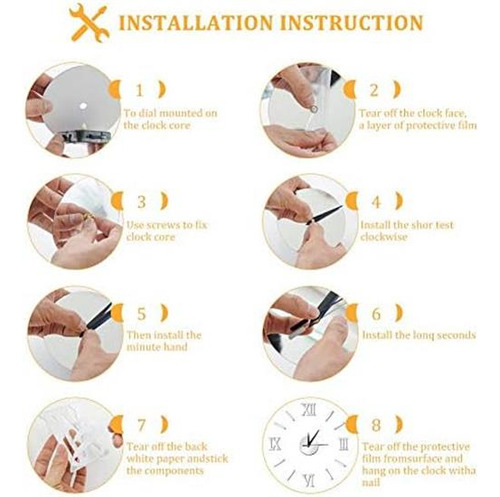 Fdit Reloj De Pared 3d Reloj De Pared Diy Impermeable Reloj