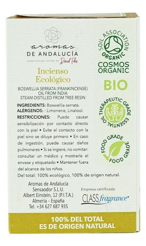 Aceite Esencial Bio Andalucia Aroma A Incienso 10 Ml