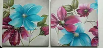 Comprar Cuadros Dipticos Pintados A Mano Modernos Abstractos Flores 