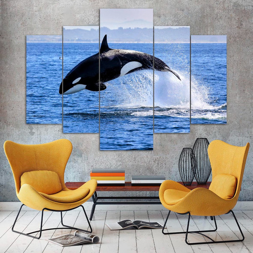 Cuadros Polípticos Animales Ballenas Orcas (110x80 Cm)