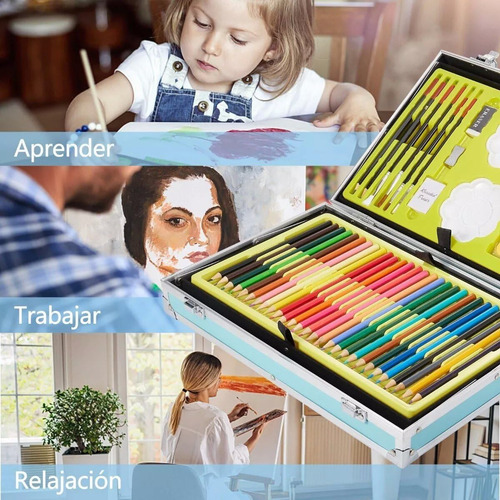 Komita® Kit De Dibujo Plumones Set De Arte Profesional De Dibujo Colores Marcadores Lápices 145pcs Aplicable A Técnico Para Principiantes, Artistas, Niñas Y Niños