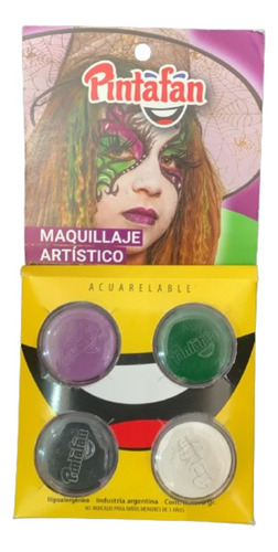 Pack X 4 Maquillaje Art Pintafan Violeta Negro Blanco Verde