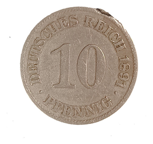 Alemania Imperio 10 Pfennig 1891 E Bueno Km12 Escasa