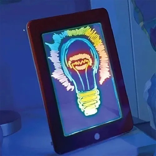 Imagen 5 de 5 de Block De Dibujo Pizarra Mágica Luz Led Con Plumones