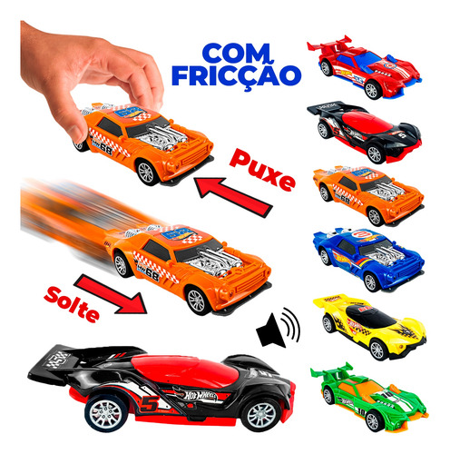 Carrinho Fast Racer Hot Wheels Fricção Com Som E Farol
