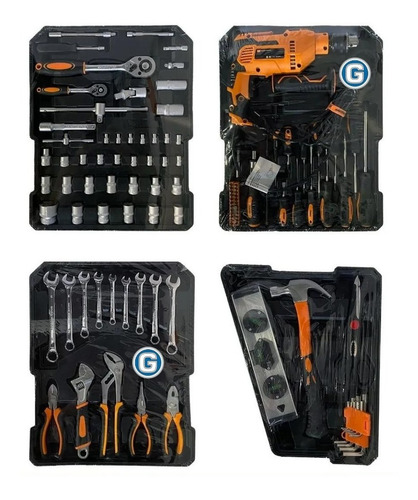 Imagen 7 de 10 de Maletín Aluminio Lüsqtoff Kit 107 Herramientas Taladro 710w
