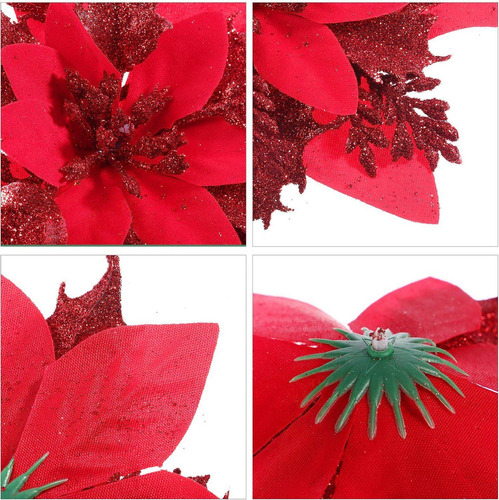 12 Piezas Flores Artificiales De Navidad Flores De Navidad