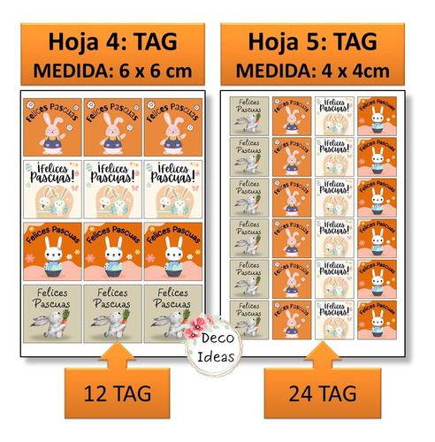 Imagen 4 de 6 de Kit Imprimible 08 Felices Pascuas Tag Etiqueta Stiker Cuadro