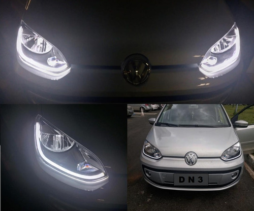 Par Fita Barra Led Drl 45cm Vw Up Tsi Com Seta Prova D'agua