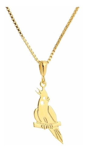  Corrente Pingente Calopsita Folheado A Ouro  18 K