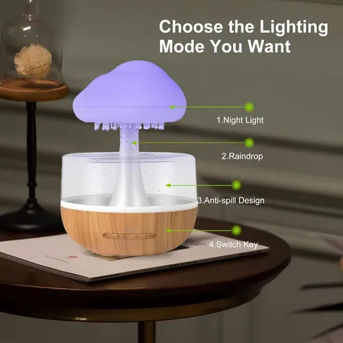 Difusor De Luz Nocturna Con Lluvia De Nubes De 7 Colores Par