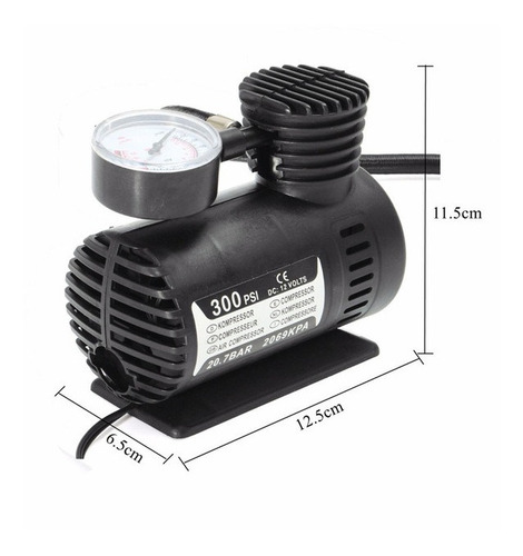 Imagem 4 de 6 de Mini Compressor De Ar Multiuso Automotivo 12v 300psi