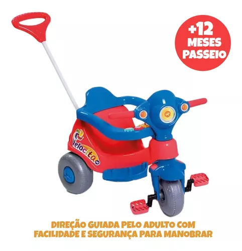 Triciclo 2 Em 1 Infantil Motoca Som E Pedais Empurrar Bebê