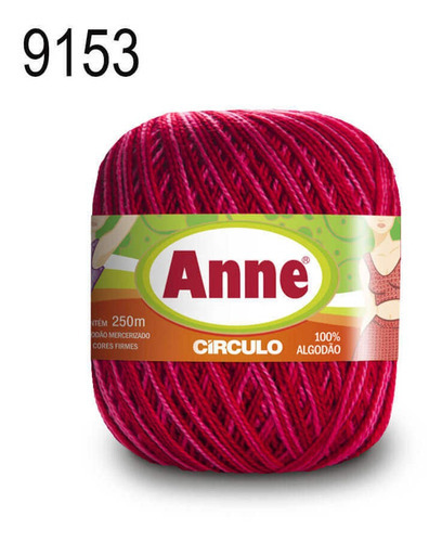 Linha Anne 250 Metros Circulo Para Crochê Amigurumi Tricô Cor Cabare - 9153