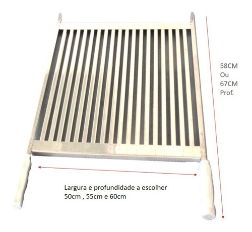 Grelha Em Inox Uruguaia Parrilha Para Churrasco 60cm Largura