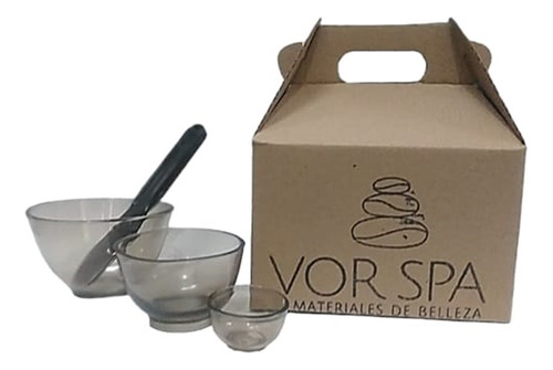 Kit Belleza Bowl Vasija Taza Espatula Spa Humo (5 Pzas)