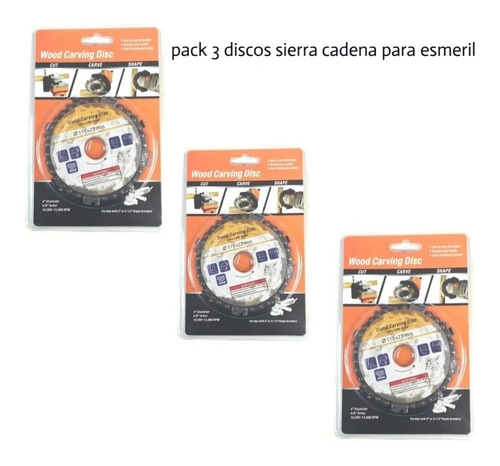Pack 3 Disco Sierra Cadena Para Esmeril Galletero