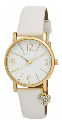 Reloj Mujer Vernier Vnr11611wt Cuarzo 34mm Pulso Blanco