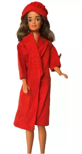 Roupas Boneca Barbie Antiga - Anos 90 - Sobretudo E Boina