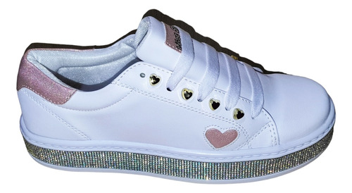 Tenis Urbano Blanco Con Pedrería Y Corazón R. Line Sport 