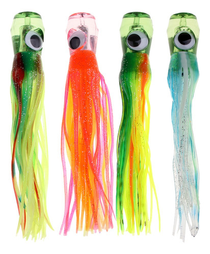 4pcs Saltwater Fishing Octopus Skirt Squid Bait Marlin Tuna