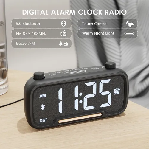 Radio Despertador Digital Fm, Altavoz Bluetooth De Luz Noctu