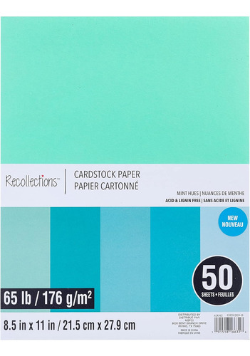 Cardstock Papel Menta Hues 8,5 X 11 Scrapbook