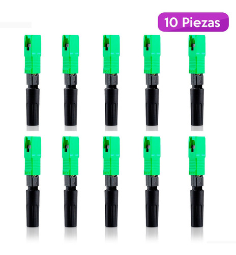 Conectores Fibra Óptica Rápido Sc Apc Verde 10 Piezas