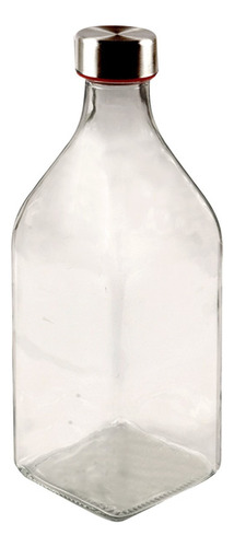 Botella De Vidrio Cuadrada Con Tapa Acero - Trendy Corner