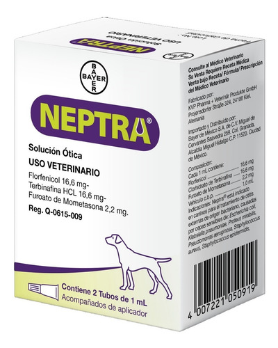 Neptra Solución Ótica Perros 2 Pipetas 1 Ml Bayer