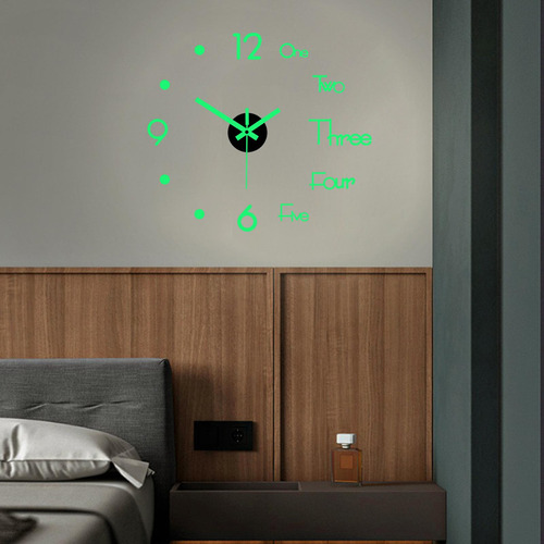 Novedad 3d Luminoso Reloj De Pared Pegatinas Diy Brillan En
