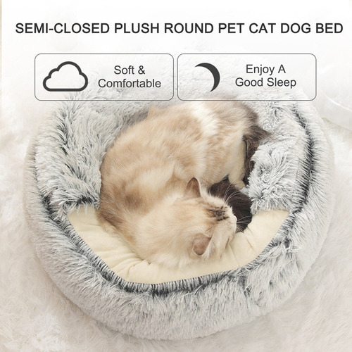 Wj Sofá-cama De Invierno 2 En 1 Peluche Redondo Mascota