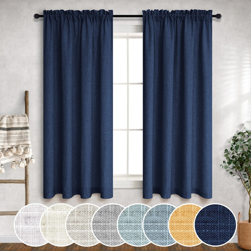 Cortinas Traslucidas Azul Marino De 45 Pulgadas De Largo Par