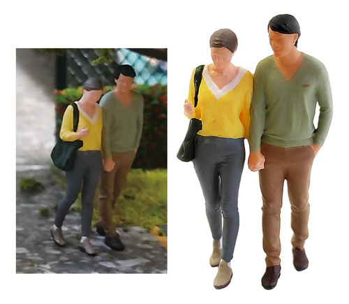 1:64 Escala Pareja Figura Pvc Personas Escenario Amarillo