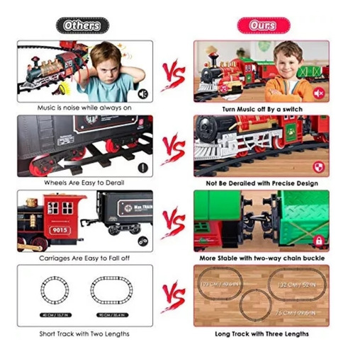 Set De Tren De Juguete Navideño Para Niños Con Luces Y Músic