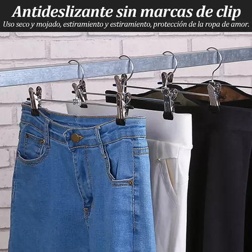 20 piezasGanchos Para Ropa Pantalon De Metal Cromado Con Pinzas