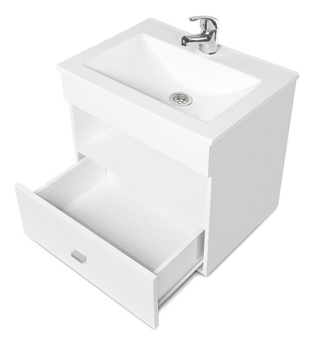 Imagen 7 de 8 de Vanitory Laqueado Cajon Colgante Blanco Colgar 50cm Bacha