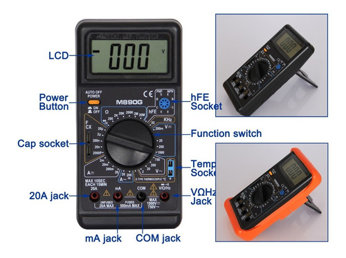 Imagen 7 de 10 de Tester Digital M890g Multimetro Capacimetro Temp Frecuencia