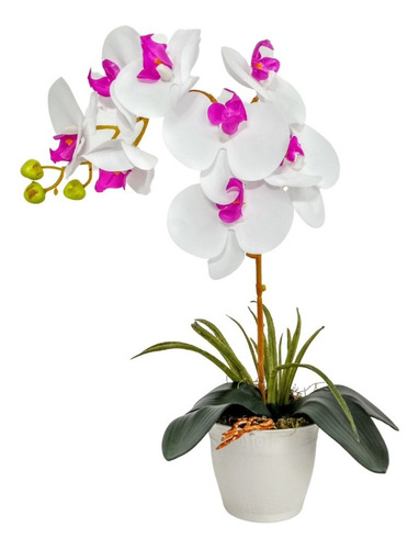 Arranjo Orquídea Artificial Branco Rosa Com Vaso Branco Mesa | Parcelamento  sem juros