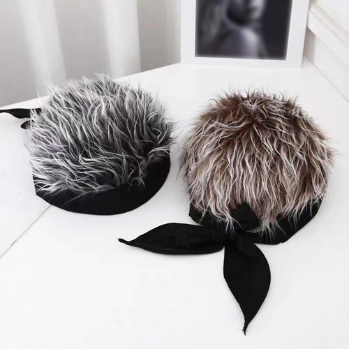 Chapéu De Peruca Artificial Na Moda Com Cabelos De Marrom