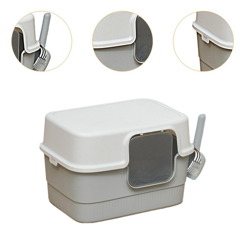 Caja De Arena Para Gatos Con Tapa Y Lados Altos Con Pala